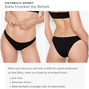 Victoria's secret very sexy smocked itsy swim bikini bottom MEDIUM BLACK